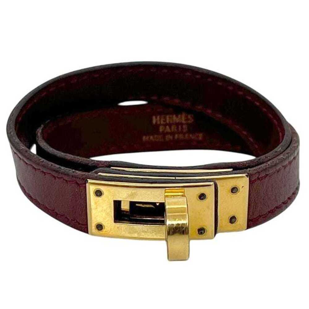 HERMES Red Leather Charm Bracelet